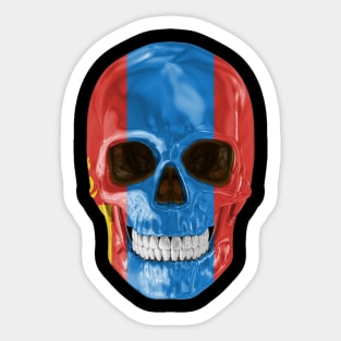 Mongolia Flag Skull - Gift for Mongolian With Roots From Mongolia Sticker